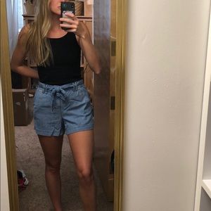 Loft Chambray Shorts with Tie Waist NWT